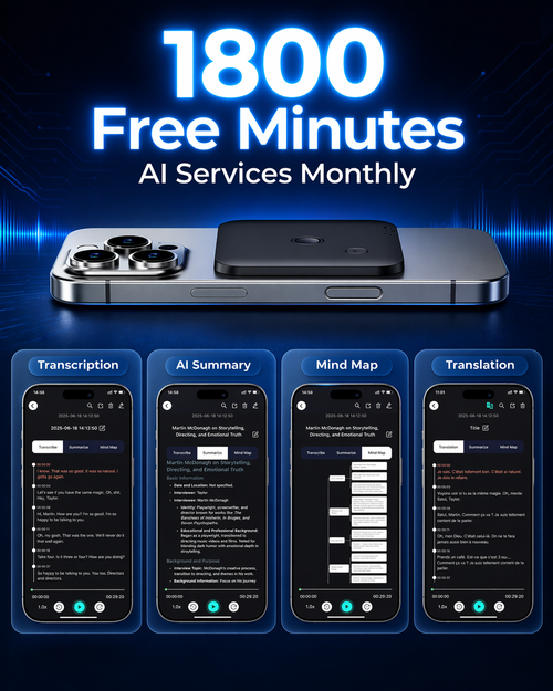 PocketSono AI Voice Recorder — Record, Transcribe & Summarize Meetings Automatically with GPT-4o